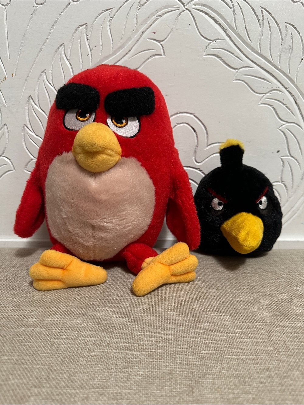 Red Angry Bird and Bomb Plushies